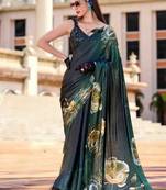 green floral printed saree