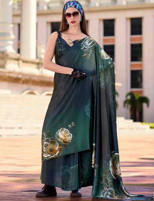 green floral printed saree 2