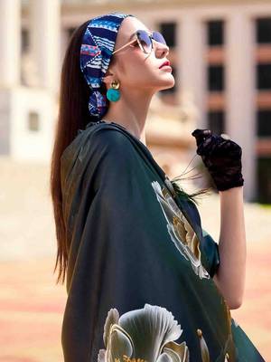 green floral printed saree 3