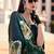green floral printed saree