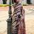 beige floral satin saree