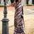beige floral satin saree