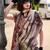 beige floral satin saree