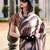 beige floral satin saree