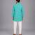 blue printed cotton silk kurta set for men