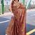 brown ethnic motifs printed saree