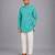 blue printed cotton silk kurta set for men