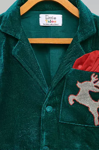 Green embroidered velvet Men's blazer