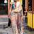beige floral printed satin saree