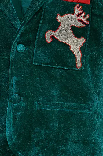 Green embroidered velvet Men's blazer