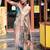 beige floral printed satin saree
