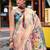 beige floral printed satin saree