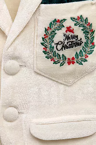 White embroidered velvet Men's blazer
