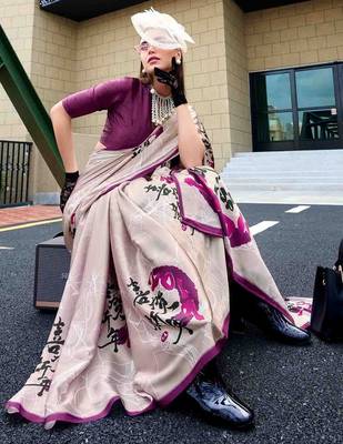 off_white floral printed saree 3