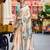 cream women floral printed satin saree