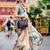 cream women floral printed satin saree