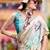 cream women floral printed satin saree