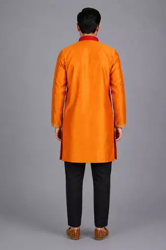 multicolor cotton silk men kurta set