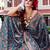 teal floral printed saree