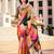 pink colourblocked saree with blouse piece