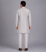 Grey cotton silk Men Bandhgala and Pant