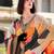 pink colourblocked saree with blouse piece