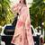 peach floral satin saree