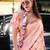 peach floral satin saree