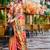 orange abstract printed saree