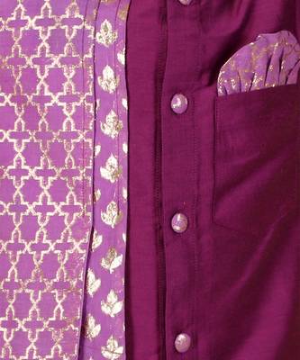 Purple woven cotton silk kurta set 2