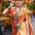 orange abstract printed saree