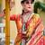 orange abstract printed saree