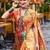 orange abstract printed saree