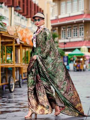 green women printed satin saree 2