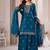 Navy blue fandy silk embroidery party wear sharara  suit set