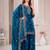 Navy blue fandy silk embroidery party wear sharara  suit set