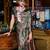 green women printed satin saree