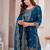 Navy blue fandy silk embroidery party wear sharara  suit set