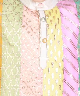 multicolor gota patti embroidered cotton silk men kurta set 2