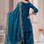 Navy blue fandy silk embroidery party wear sharara  suit set
