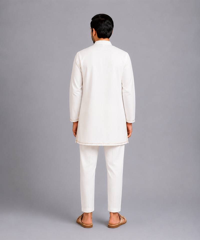 multicolor gota patti embroidered cotton silk men kurta set