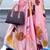 pink floral printed satin saree