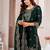 Green  fandy silk embroidery party wear sharara  suit set
