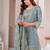 Grey fandy silk embroidery party wear sharara  suit set