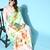 green floral satin saree with printed border