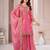 Pink  fandy silk embroidery party wear sharara  suit set