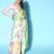 green floral satin saree with printed border