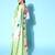 green floral satin saree with printed border