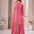Pink  fandy silk embroidery party wear sharara  suit set