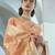 peach peach-coloured & gold-toned floral zari banarasi saree